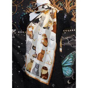 Vintage Cat Scarf Lightweight With Subtle Stripes